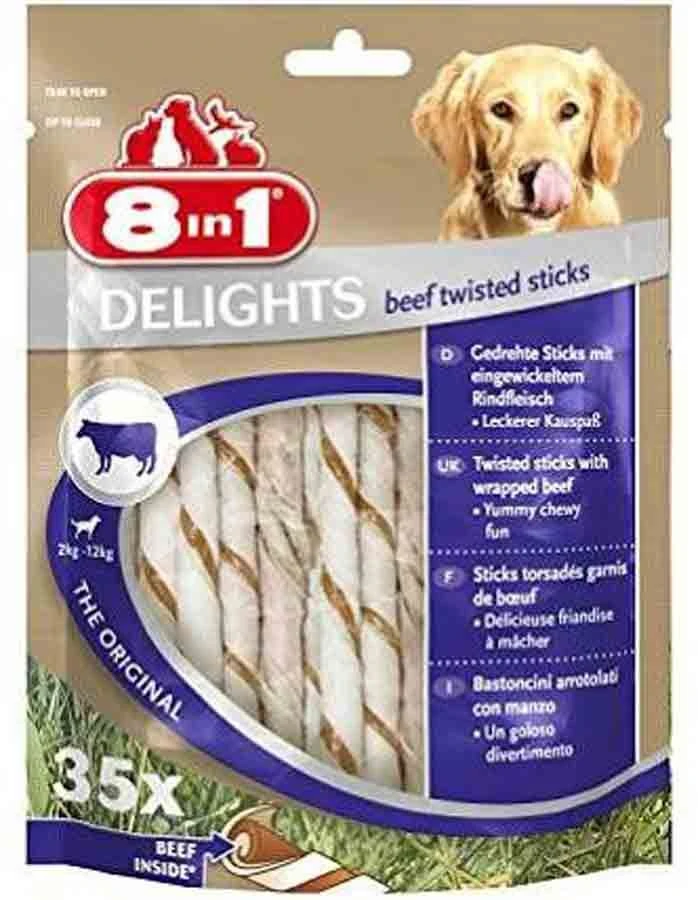 8in1 Delights Twisted Sticks Beef XS Pour Chien X 35 1 8in1 Delights Twisted Sticks Beef XS Pour Chien X 35