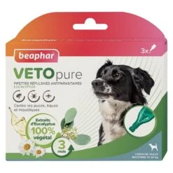 Beaphar VETOpure Pipettes Répulsives Antiparasitaires Chien 15-30 Kg X3