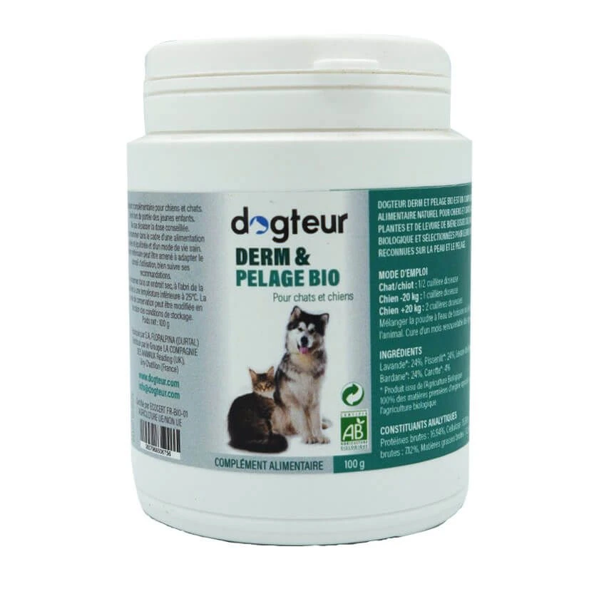 Dogteur Derm & Pelage Bio Chien Et Chat 100 G 1 Dogteur Derm & Pelage Bio Chien Et Chat 100 G