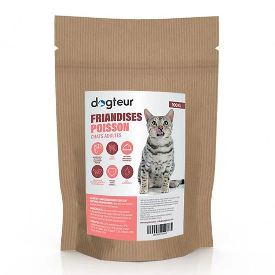 Dogteur Friandises Sans Céréales Au Poisson Chat 100 G - DLUO: 28/06/2023