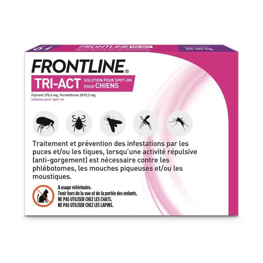 Frontline Tri Act Spot On Grand Chien 20 - 40 Kg 6 Pipettes 2 Frontline Tri Act Spot On Grand Chien 20 - 40 Kg 6 Pipettes – Image 2