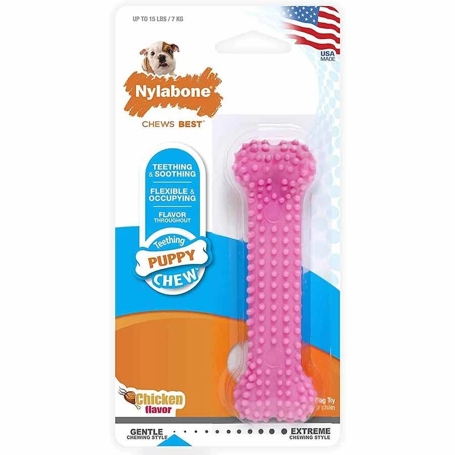 Nylabone Puppy Teething Chews Best Pink Dental Os Au Poulet XS 1 Nylabone Puppy Teething Chews Best Pink Dental Os Au Poulet XS