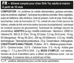 Royal Canin Shih Tzu Adult 7.5 Kg -Animal Fournitures Boutique shih tzu adulte bhn composition 1