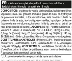 Royal Canin Siamois Adult 4 Kg -Animal Fournitures Boutique siam ad composition 1