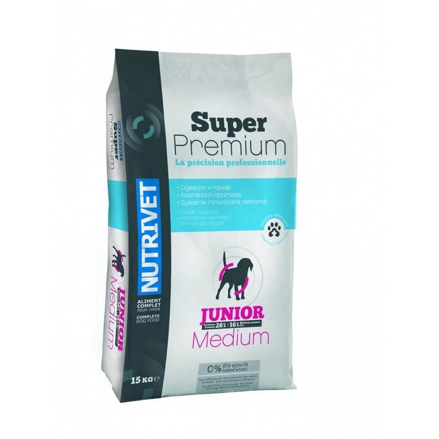 Nutrivet Super Premium Croquettes Chien Medium Junior 26/16 15 Kg 1 Nutrivet Super Premium Croquettes Chien Medium Junior 26/16 15 Kg