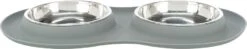 Trixie Gamelle Double En Silicone Acier Inoxydable Pour Chat